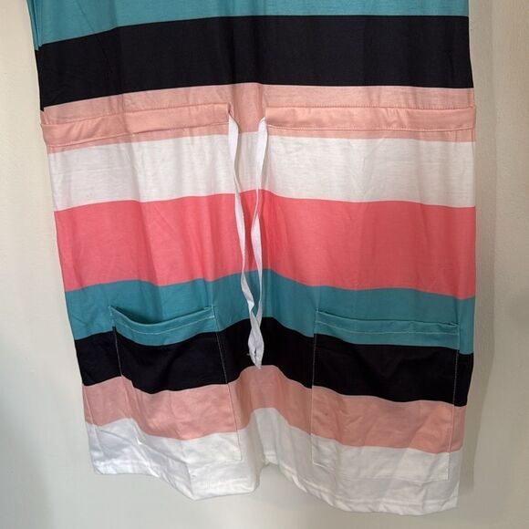 Striped Drawstring Waist Casual Dress Size Large NWOT - Picture 4 of 6